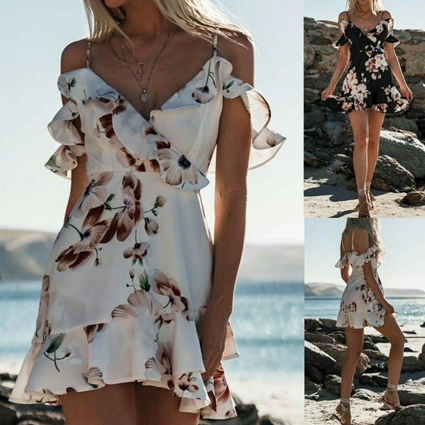 Women's Summer Chiffon Party Boho Evening Beach Short Mini Dress Sundress Women's Summer Chiffon Party Boho Evening Beach Short Mini Dress Sundress